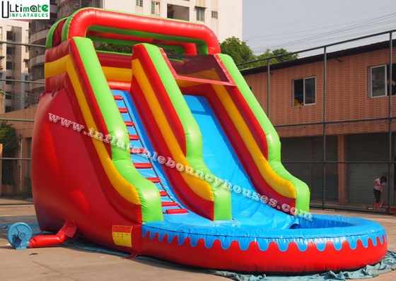 আবাসিক জন্য লাল বাণিজ্যিক গ্রেড Inflatable বাউন্স হাউস জল স্লাইড
